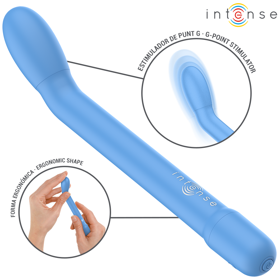 Stimolatore Punto G Blu INTENSE FUN, Vibratore Ergonomico 10 Modi