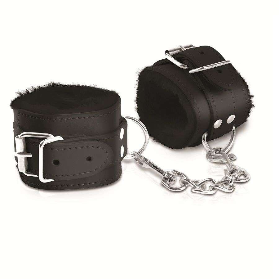 Polsini fetish in pelliccia sintetica con chiusure robuste e stile sexy