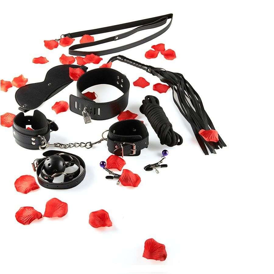 Kit BDSM per principianti con maschera, frusta e morsetti emozionanti