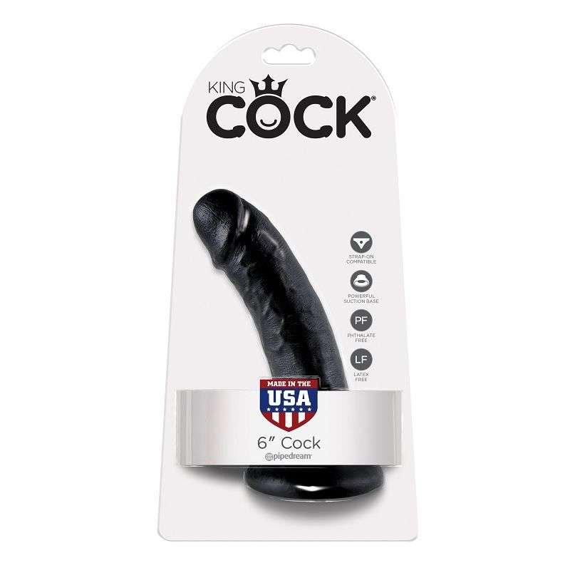 Dildo Realistico King Cock Nero con Base Ventosa e Compatibilità Imbracatura
