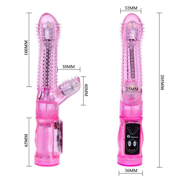 Vibratore Rabbit Rosa con 6 Vibrazioni e Stimolazione Doppia