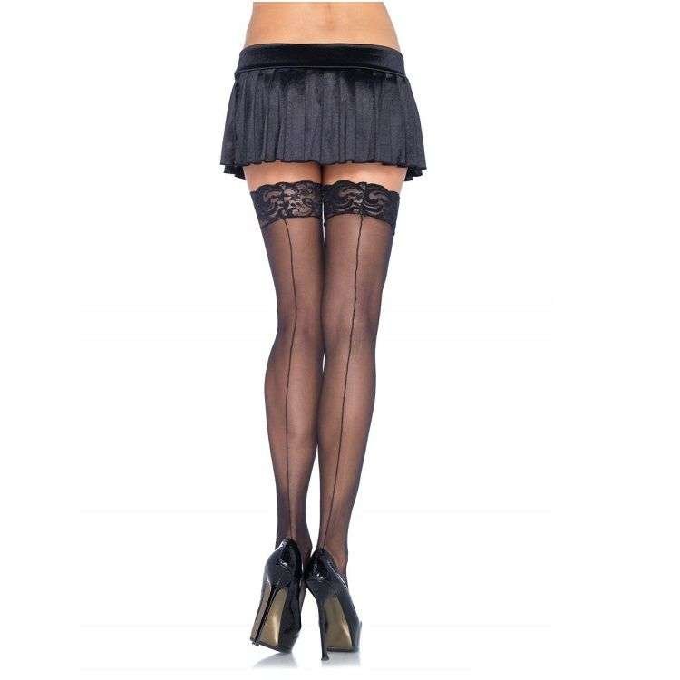 Calze Donna Velate con Pizzo Posteriore Nero O/S