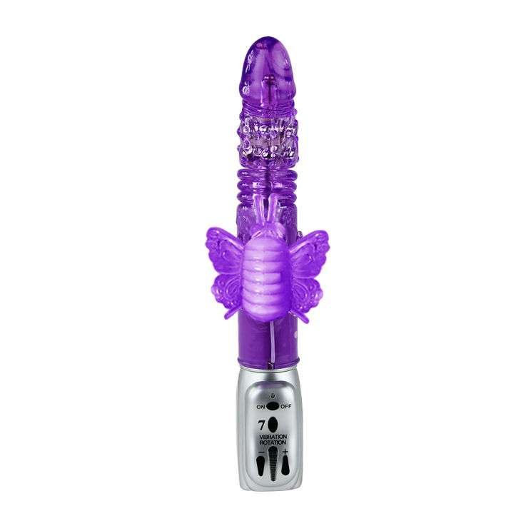 Vibratore Rabbit Viola con 7 Vibrazioni e 6 Rotazioni per Doppia Stimolazione