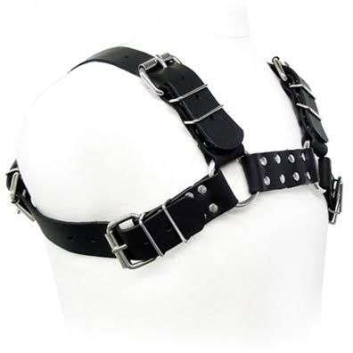Pettorina in Pelle Black Bull per Cani - Regolabile da S a XL, Perfetta per BDSM