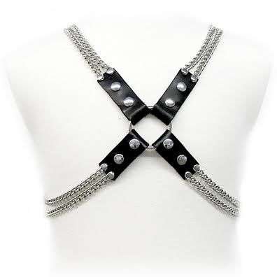 Catena e Pettorina BDSM in Pelle Regolabile S-M-L-XL