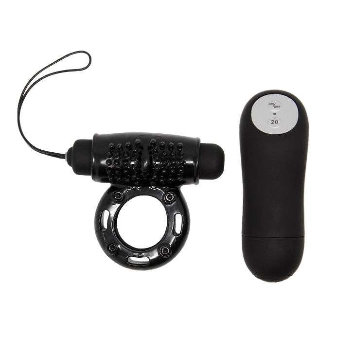 Anello vibrante nero con telecomando Baile for Him, 20 funzioni