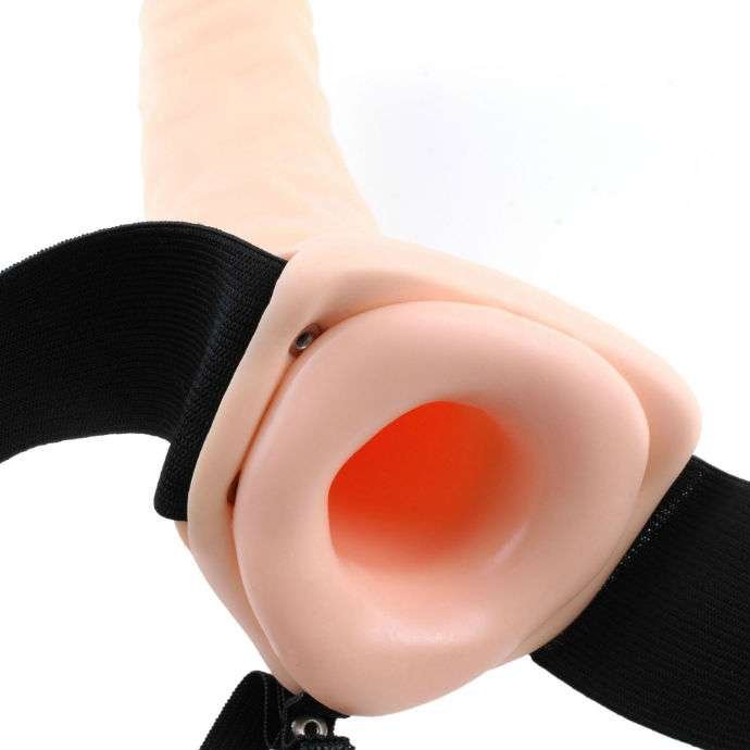 Strap-on Hollow da 20 cm con Vibrazioni e Imbracatura Regolabile
