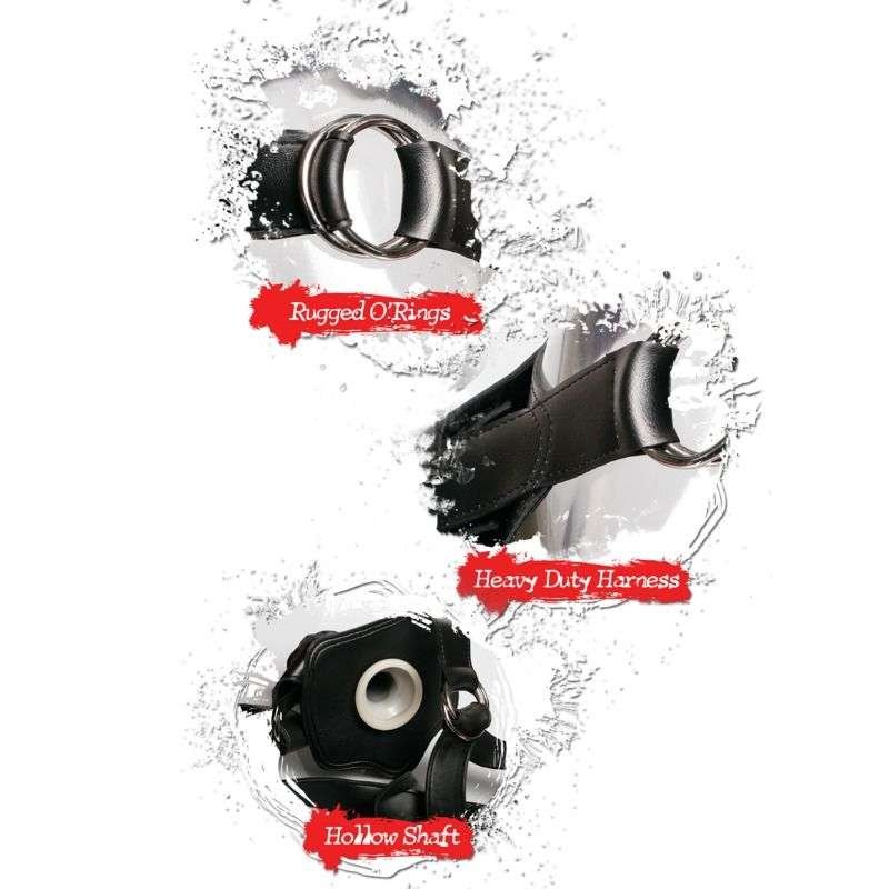 Strap-on cavo 10" con dong in gomma privo di ftalati, regolabile in pelle