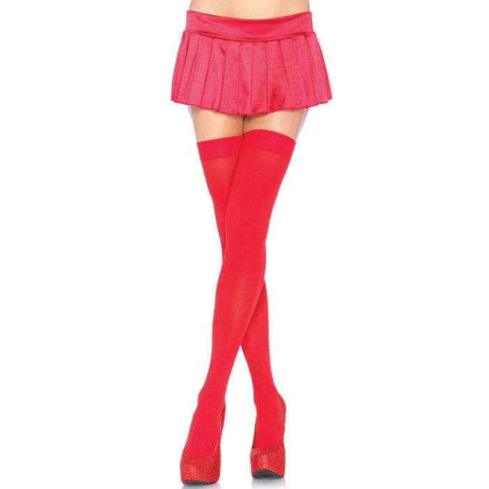Collant sopra il ginocchio rosso in nylon, taglia unica, eleganza e comfort