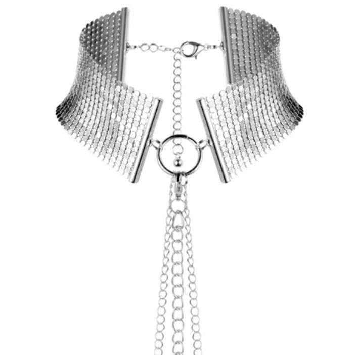 Collare in rete metallica regolabile e cintura bondage elegante e versatile