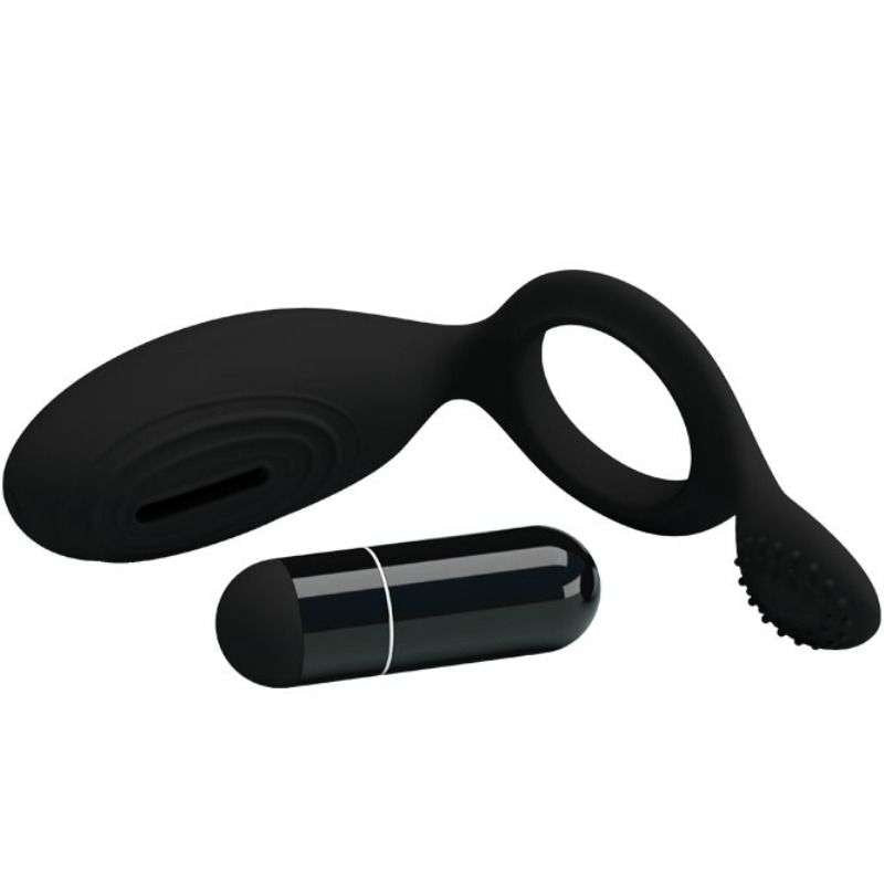 Anello Vibrante Pretty Love Ethel in Silicone Nero per Stimolazione Intensa