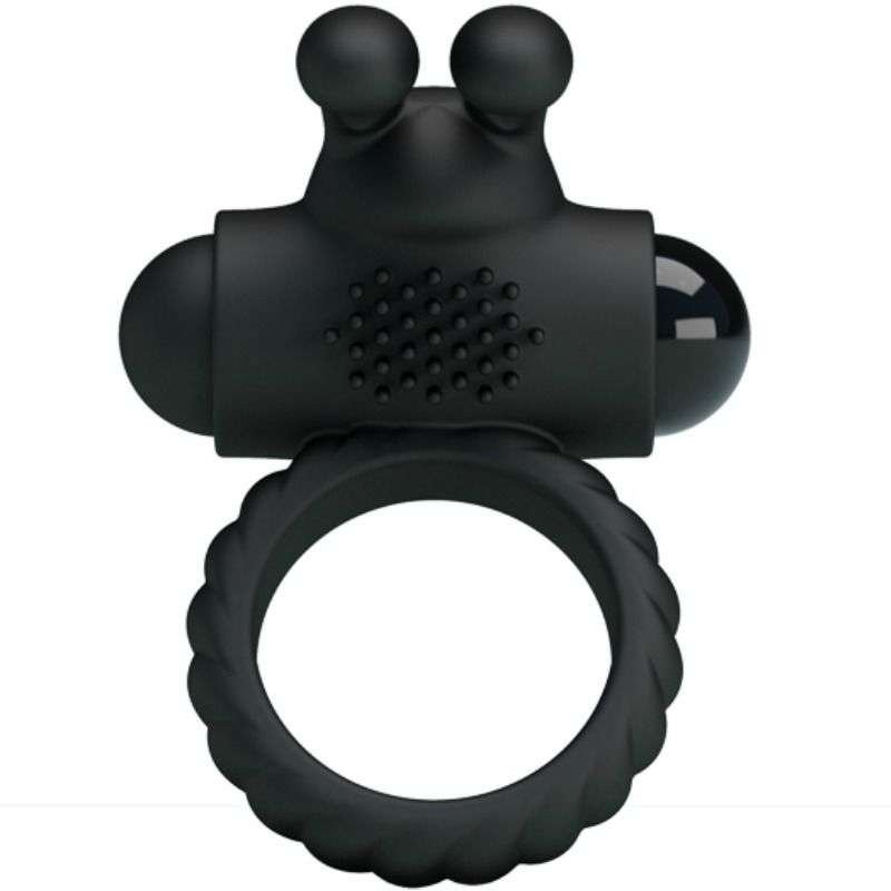 Anello Vibrante Eudora in Silicone Impermeabile Nero con Stimolatore Clitoride