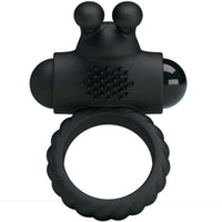 Thumbnail for Anello Vibrante Eudora in Silicone Impermeabile Nero con Stimolatore Clitoride