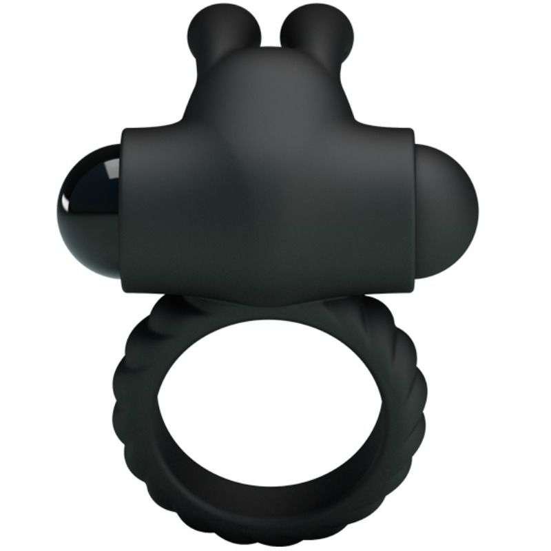 Anello Vibrante Eudora in Silicone Impermeabile Nero con Stimolatore Clitoride