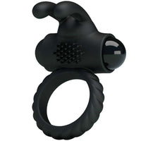 Thumbnail for Anello Vibrante Eudora in Silicone Impermeabile Nero con Stimolatore Clitoride