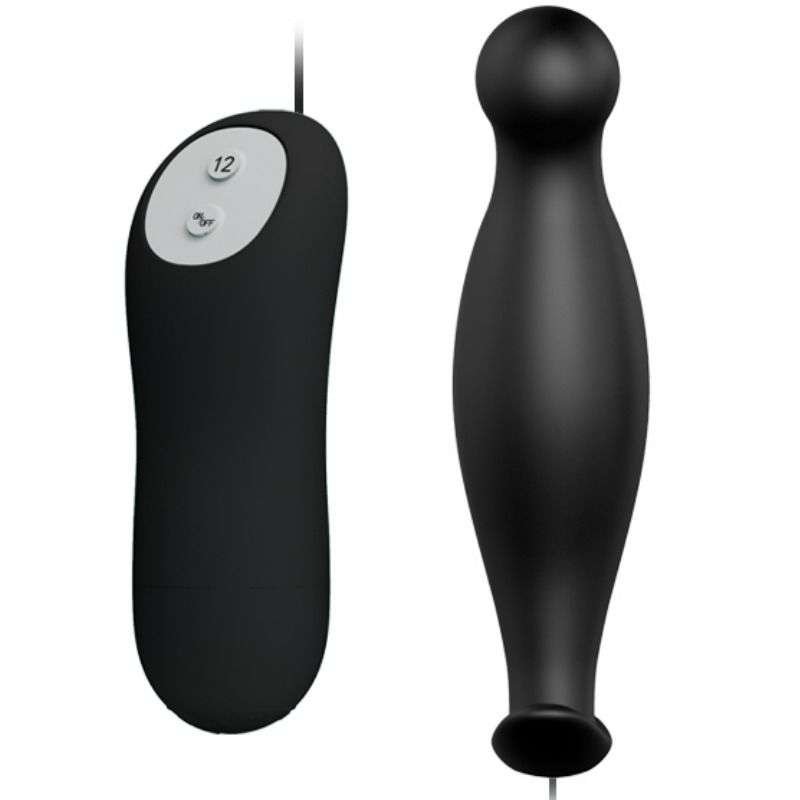 Plug Anale Vibrante Silicone Nero con Telecomando e 12 Velocità