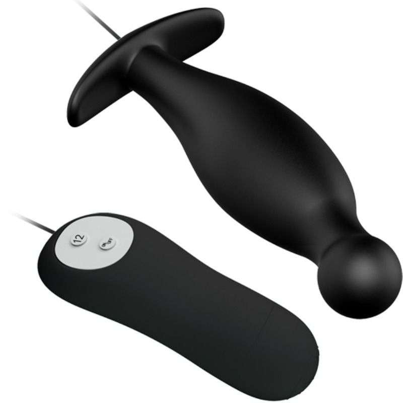 Plug Anale Vibrante Silicone Nero con Telecomando e 12 Velocità