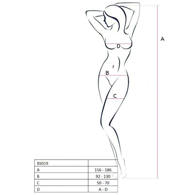 Bodystocking a Rete Passion Crothless Aperto Bianco Taglia Unica