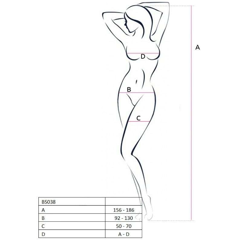 Bodystocking a Rete Sexy con Crothless Aperto Passion Nero Taglia Unica