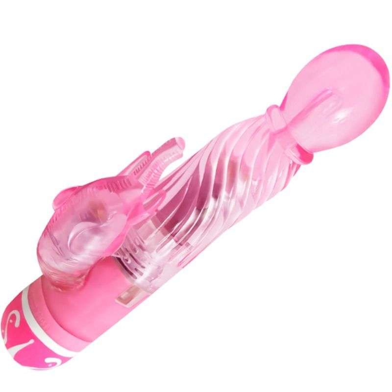 Vibratore Rabbit Jelly Rosa con 10 modalità e stimolatore clitoride