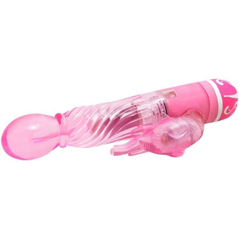 Vibratore Rabbit Jelly Rosa con 10 modalità e stimolatore clitoride
