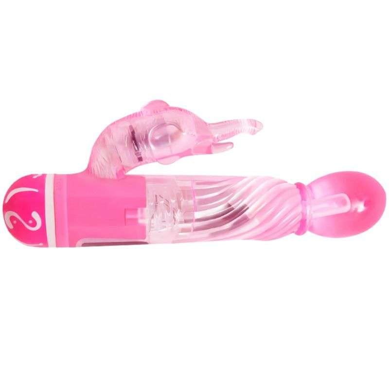 Vibratore Rabbit Jelly Rosa con 10 modalità e stimolatore clitoride