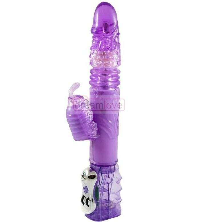 Vibratore Rabbit Vibrante con Perline e Funzione Su Giu Viola