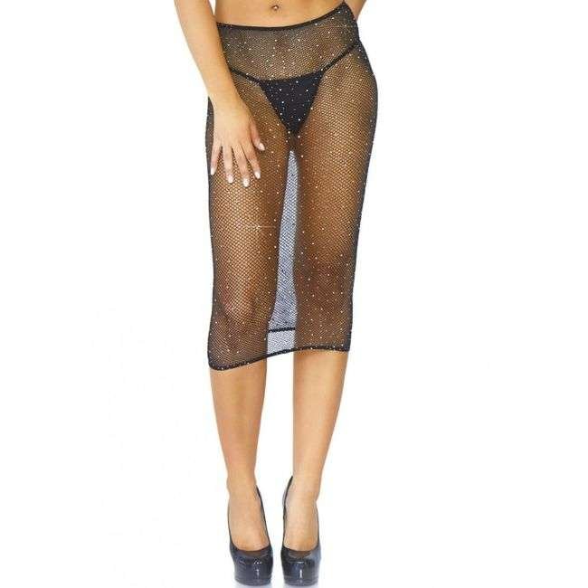 Abito tubino in rete trasformabile con diamanti Leg Avenue