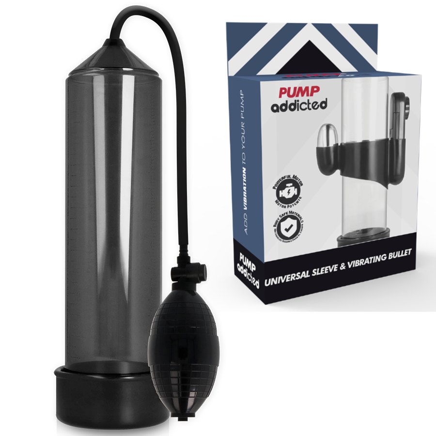 Pompa per il Pene Pump Addicted con Vibratore e Aumenta Dimensioni