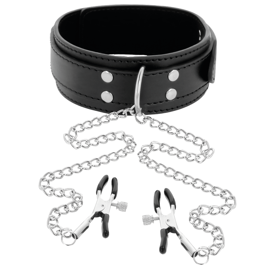 Collana bondage con morsetti regolabili e catena in argento