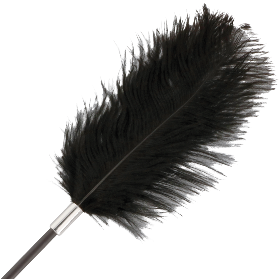 Frustino bifacciale con piume stimolatore nero 56 cm BDSM ed erotismo