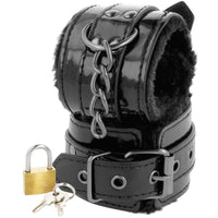Thumbnail for Polsini regolabili in PVC nero per caviglia e mani con lucchetto, stile fetish