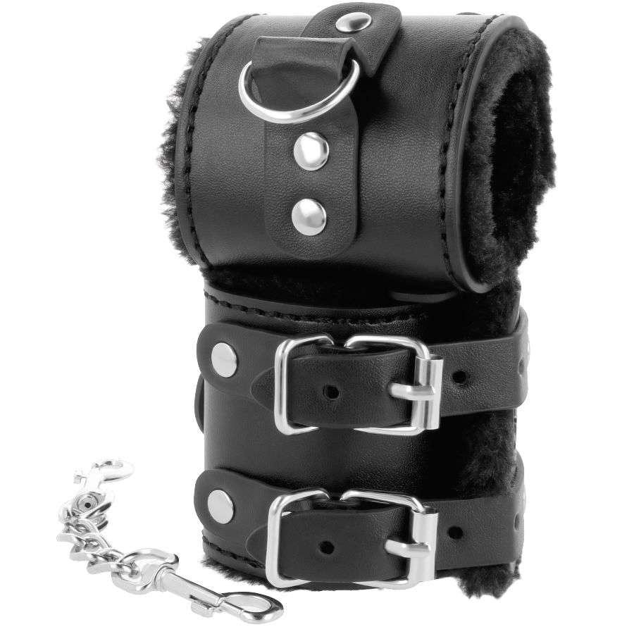 Polsini Regolabili in Pelle PVC Nero per Esperienze Fetish e BDSM