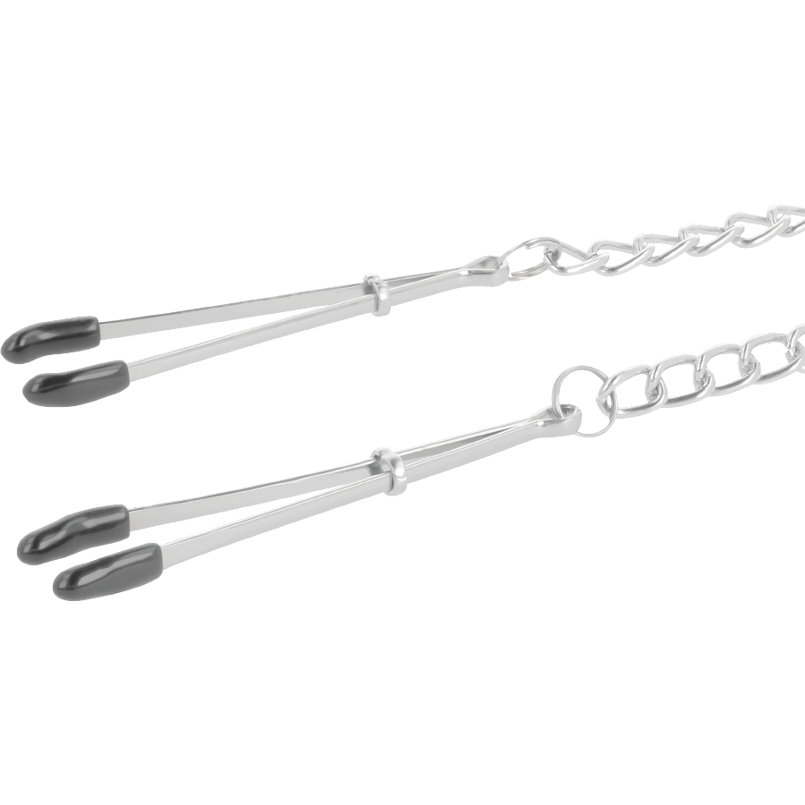 Pinze per capezzoli unisex con catena Darkness in acciaio inox