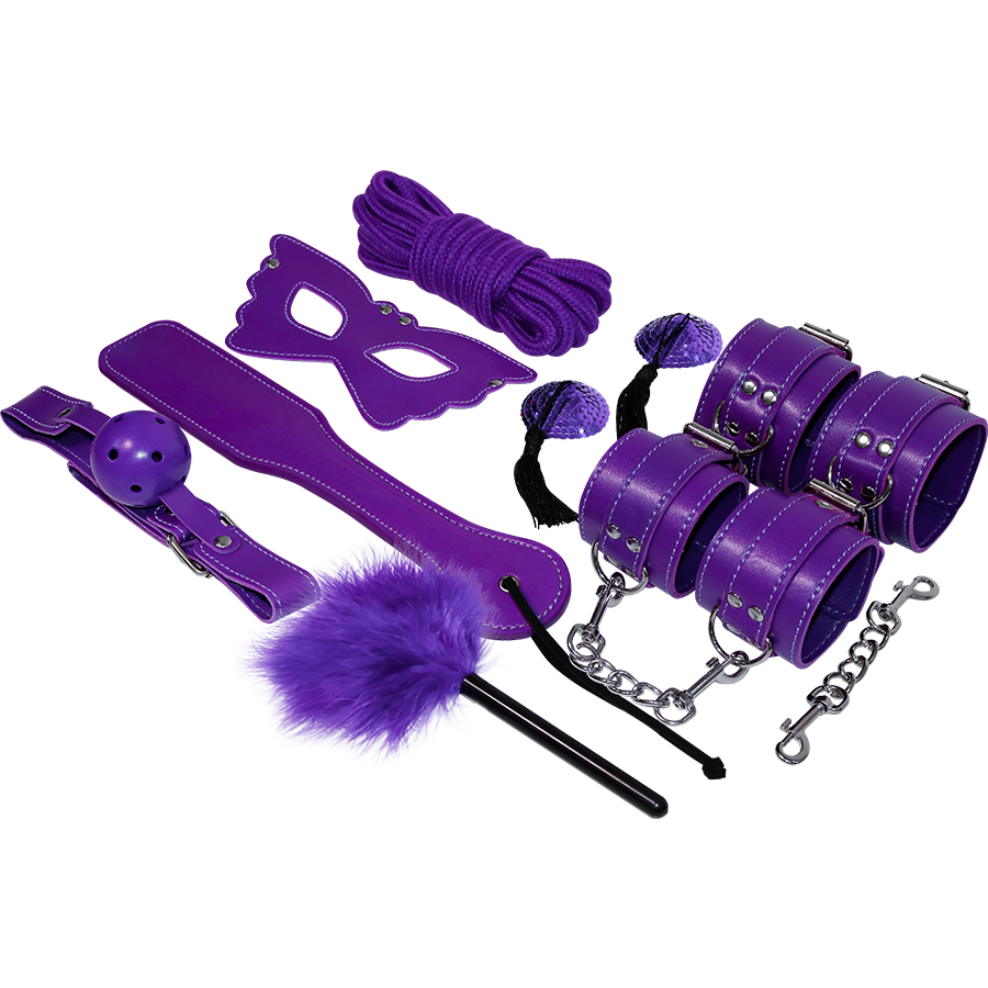 Set BDSM in Pelle Sintetica con 8 Accessori per Principianti