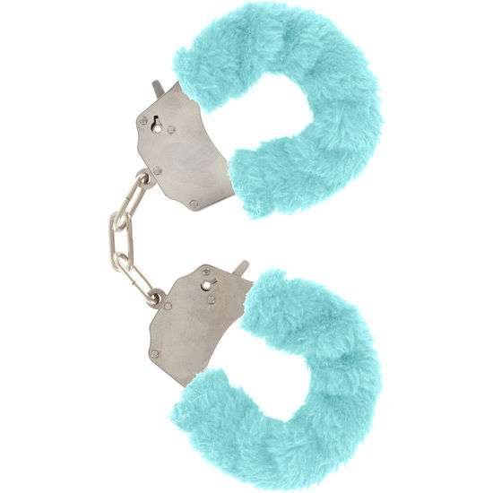 Polsini in Peluche Blu con Catena Cromata e Chiavi - Accessorio di Stile