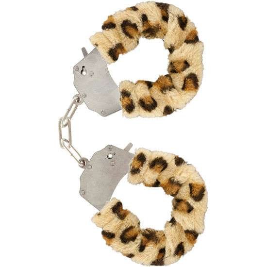 Polsini Leopardo in Peluche con Catena Cromata e Chiavi