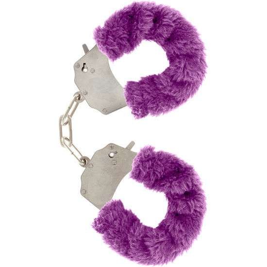 Polsini in Peluche Lilla con Catena Cromata e Chiavi, Accessorio Unico