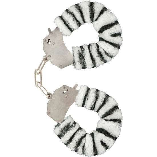Polsini Zebra in Peluche con Catena Cromata e Chiavi Sicurezza