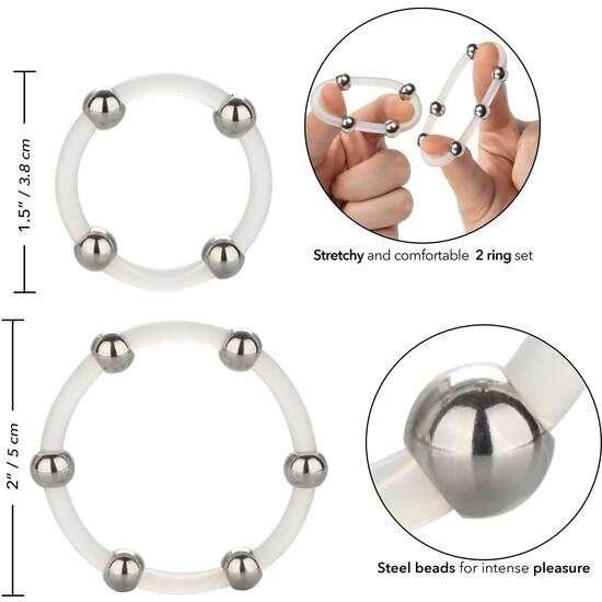 Anello in Silicone con Perline in Acciaio per Maggiore Erezione e Piacere