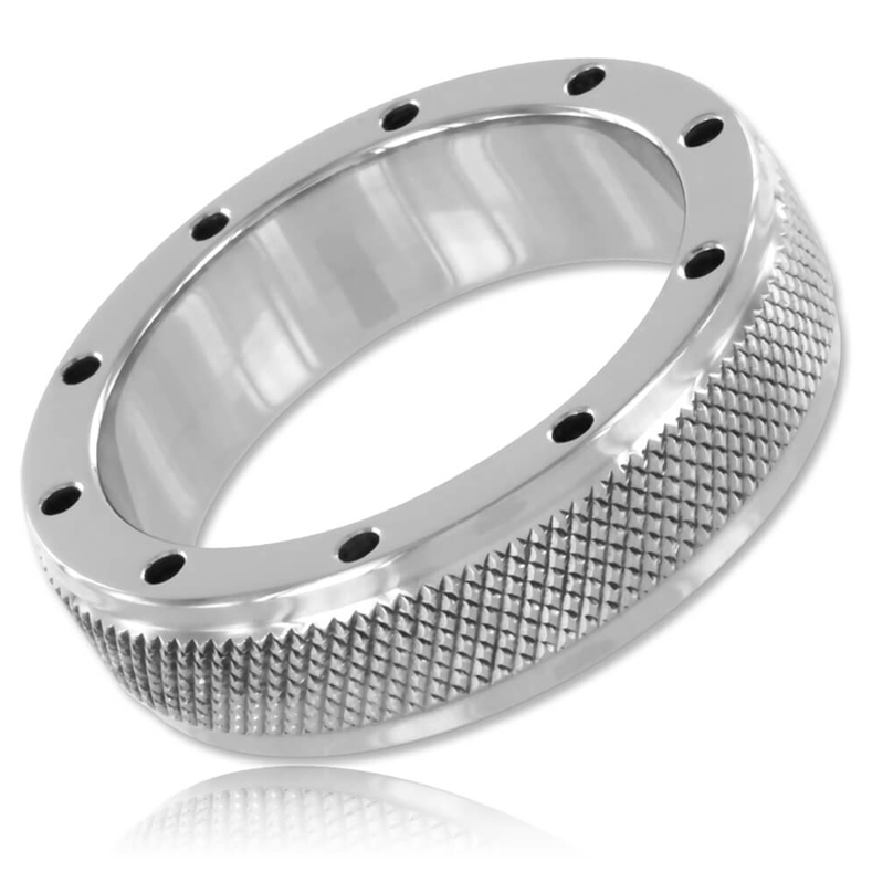 Anello a C Cool e Knurl in Acciaio con Ventilazione e Zigrinatura