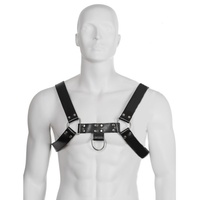 Thumbnail for Imbracatura Pettorale in Pelle e Metallo Nero – Regolabile e Seducente