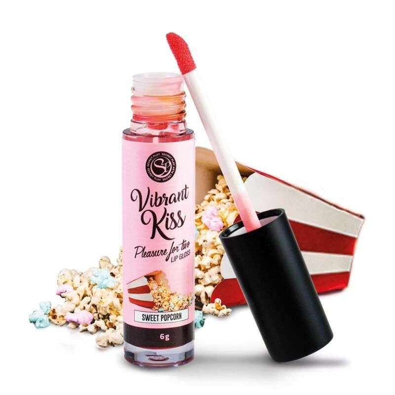 Lucidalabbra vibrante con effetti stimolanti e gusto popcorn