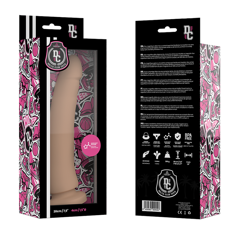 Dildo in Silicone Medicale, 20 cm, Ventosa, Pelle Naturale