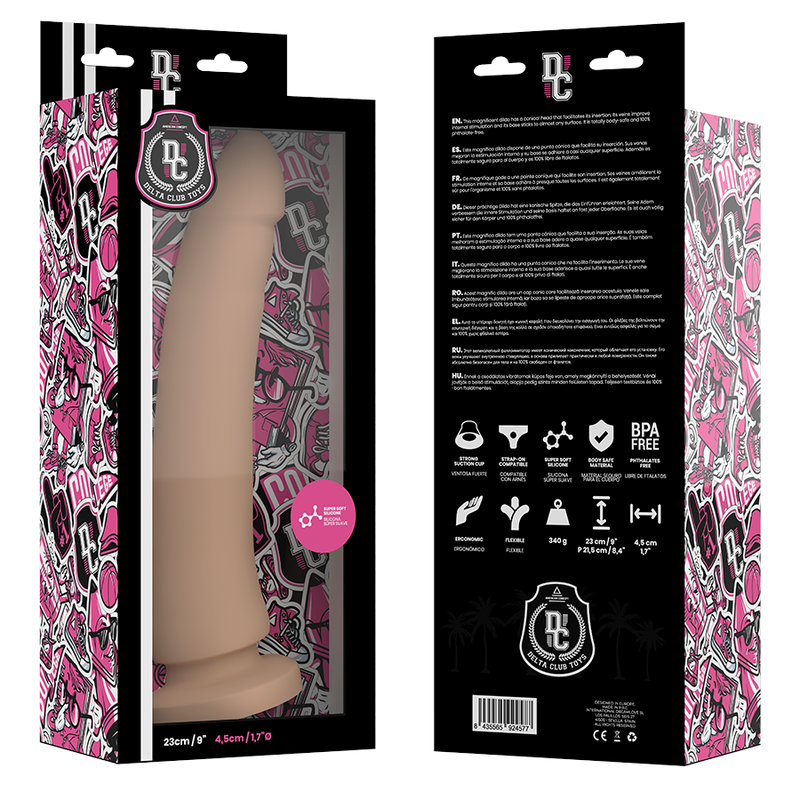 Dildo in Silicone Medicale USA, Sicuro, Pelle Naturale, 23 cm