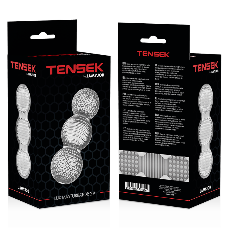 TENSEK 2 Masturbatore Trasparente con Punte Sensuali e Sporgenze Carezzevoli