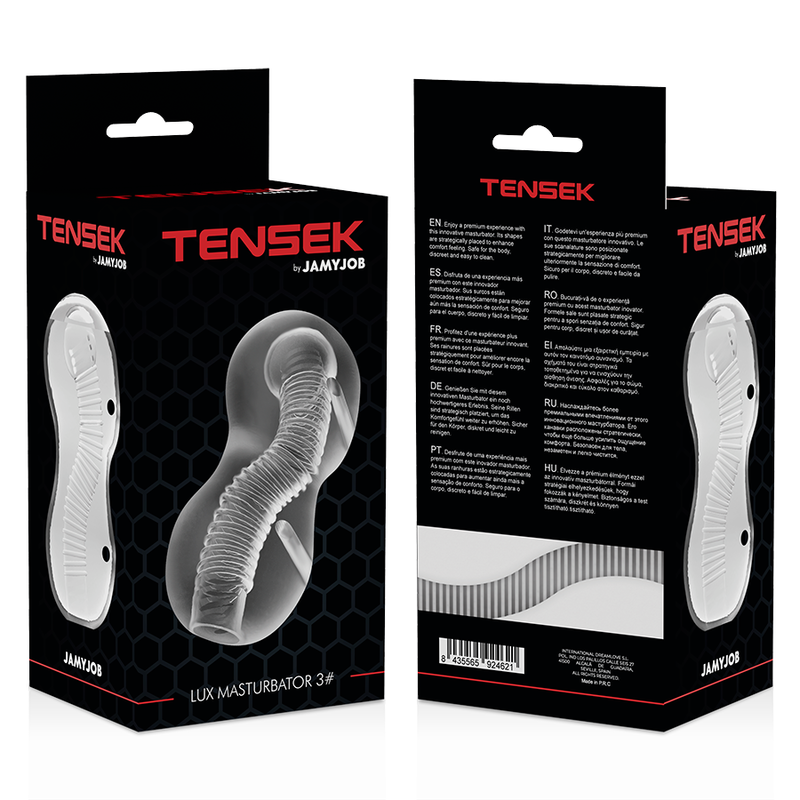 TENSEK 3 Masturbatore Trasparente con Punte Spirali e Sporgenze Carezzevoli