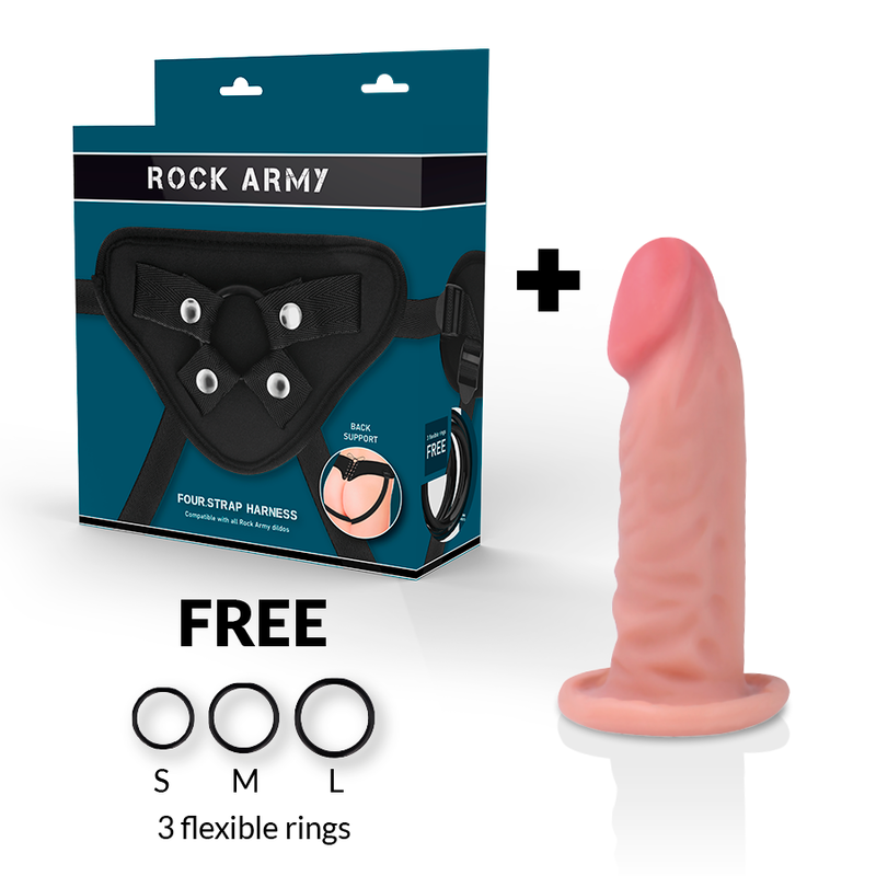 Dildo Realistico Dual Density con Imbracatura e Ventosa Impermeabile